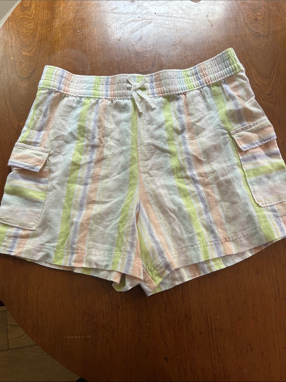 wonder nation Pastel Striped Cargo Shorts - Green, Peach, Lavender